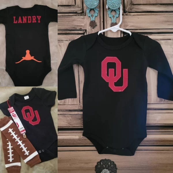 Personalized OU Sooners Longsleeve Onesie, Officially Licensed